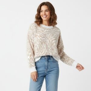 Anthropologie Pilcro Animal Print Eyelash Fuzzy Cropped Sweater Multicolor Sz S